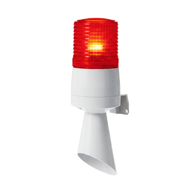 Luz LED con patrones de destello fijo y destellante con buzzer incorporado de alto volumen Máx. 95 dB color Rojo 24 VCD | S60ADL-24-R