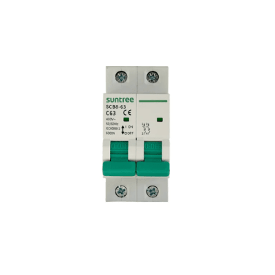 Protección Térmica/ Interruptor 2P, 50 A,  Corriente Alterna 400Vca para Aplicación Fotovoltaica Montaje Riel DIN | SCB8-63C50/2P