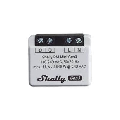 Mini Medidor de consumo inteligente con Wi-Fi, 1 canal 16A, compatible con asistentes de voz Alexa y GoogleHome | SHELLYPMMINIGEN3