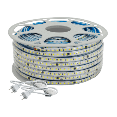 Manguera LED Luminosa Blanca de Resina Transparente y Flexible / Para uso Interior o Exterior / Carrete de 50 m/ 110V CA  4.2 A/ 500 W Potencia / T.C.C. 6500 K. | JLML-2835-07B