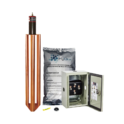 Kit de puesta a tierra de 100 Amperes con Electrodo, Filtro, Acoplador y Compuesto H2Ohm. | TG-100K