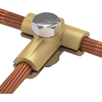 Conector tipo T de latón para diametro 50-70 mm2 cable (1/0-2/0 AWG) | AT012F