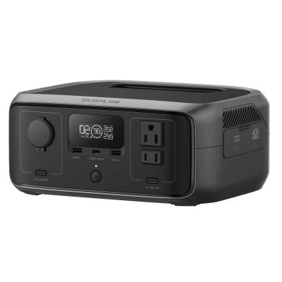 EcoFlow River 3 | Estación de Energía Portátil 245Wh Litio LFP / 2 AC 300 W (Max. 550W) / 1 USB-C 100W / 2 USB -A 12W / Cargador de Coche 8A a 12 o 24V / Conectividad WiFi y Bluetooth (App) / Carga Solar 110W Max. | EFR3