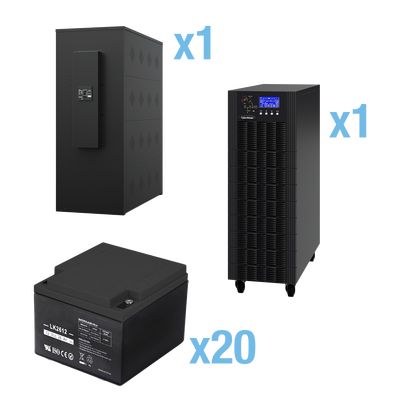 UPS Trifásico de 20 kVA/18 kW, Topología Online Doble Conversión, Voltaje de 208/220 Vca de L-L, Respaldo de 5 Minutos al 100% de Carga, Incluye Módulo y Banco de Baterías | HSTP3T20K100P-5MIN
