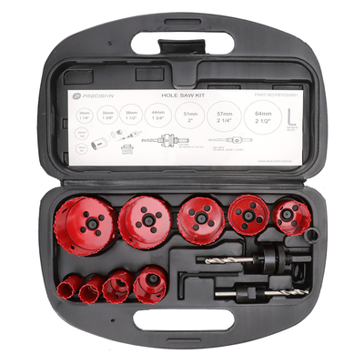 Juego de 13 Brocas Sierra Bimetálica con Adaptadores y Estuche. (3/4", 7/8", 1-1/8", 1-3/8",  1-1/2", 1-3/4", 2", 2-1/4", 2-1/2") | PST-C020-01
