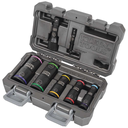 Juego de Dados de Impacto de 7 piezas, Medidas: 3/8 x 7/16'', 1/2 x 9/16'', 5/8 x 11/16'', 3/4 x 13/16'', y 7/8 x 15/16'' | 66070