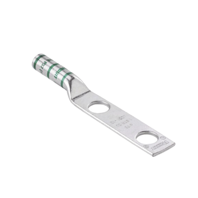 Conector de Compresión de Cobre con 2 Orificios 3/8" para Cable 2 AWG,  1" de espacio entre Orificios. Paquete de 25 Piezas | LCC2-38D-Q
