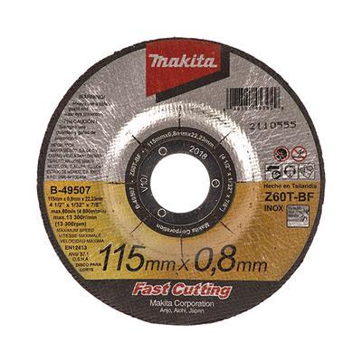 Disco 4 1/2"/ Inox y Acero  / Corte Rápido | B49507