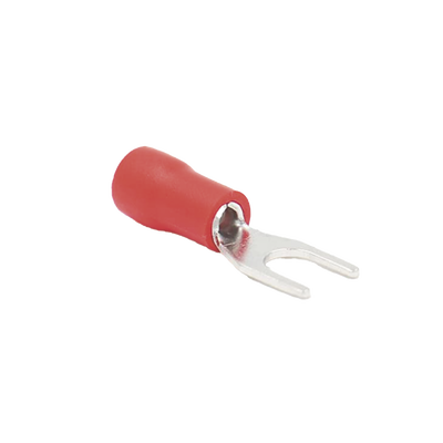 Terminal tipo horquilla ( espada ) aislada / 22 - 16 AWG / Rojo / Paquete de 25 piezas. | RA1147