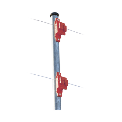 Aislador de Paso color Rojo reforzado para cercos eléctricos, resistente al clima extremoso | SFPASOR