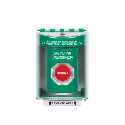 Botón de Salida de Emergencia, Cubierta de Policarbonato Súper Resistente de Superficie con Espaciador, Activación de Acción Mantenida, Con Bocina de Advertencia | SS2181EX-ES