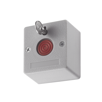 Botón de Pánico Cableado / Compatible con Cualquier Panel de Alarma / LLave de Seguridad / NA/NC / Material Retardante al Fuego (ABS) | DS-PD1-EB