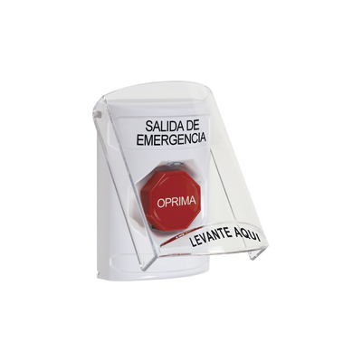 Botón de Emergencia, Texto en Español, Tapa Protectora de Policarbonato Súper Resistente, Restablecimiento con Llave | SS2322EX-ES