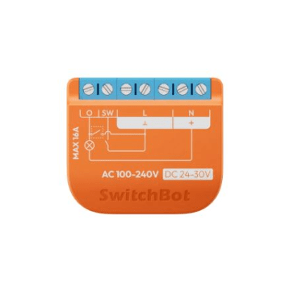 Switch Relevador Inteligente conectividad inalambrica Wifi y BLE / Medición de Consumo / Control de Encendido Apagado / Compatible con asistentes de voz / Dimensiones 42x36x16 mm | SWITCHBOTRELSW1PM