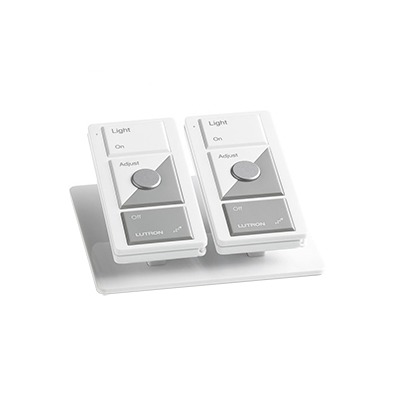 Base de mesa para dos controles remotos inalámbricos LUTRON. Con goma para evitar deslizamiento. | LPED2WH