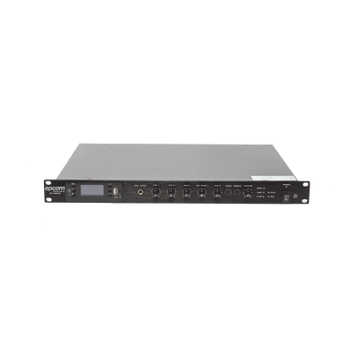 Amplificador Mezclador | 120W RMS | Sistema 100V y Baja Impedancia | MP3 | Tuner | Bluetooth | Música ambiental y Voceo | SF-120DTB
