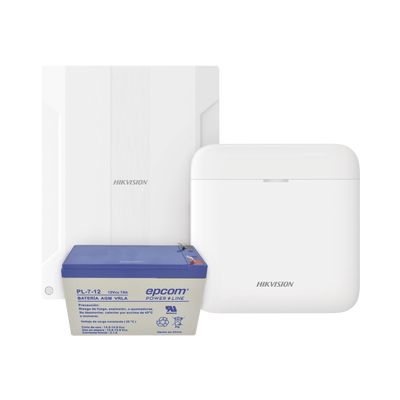 (AXPRO) KIT  de alarma AX PRO conversión de zonas cableadas a inalámbricas / Incluye: 1 Hub con Batería de respaldo/ 1 Expansor de 16 zonas cableadas / 1 Batería de respaldo 12Vcc a 7 Amp/ Compatible con Hik-Connect P2P | DS-PWA48K/EXP