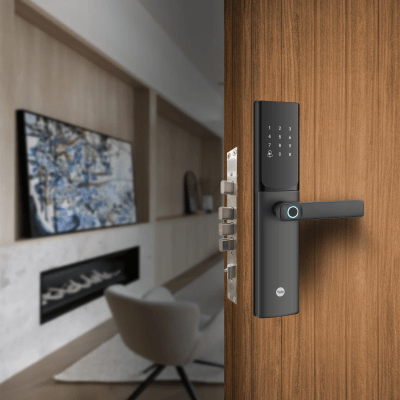 Cerradura Digital JULIUS / Sensor de Huella con Inteligencia Artificial / Registro de 100 Huellas y 100 Códigos / Bloqueo Automático / Modo Niños / IP54 / Incluye 2 Llaves de Alta Seguridad y 4 Tarjetas MIFARE | MX83425