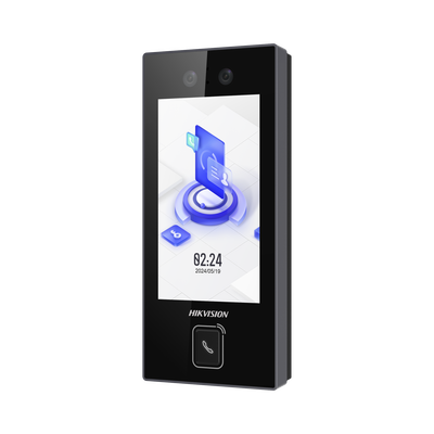 Terminal Facial Min Moe con BOTON DE LLAMADA FÍSICO / 3000 Rostros / Pantalla 4.5" / Administrable en la Nube con Hik-Connect Teams / Exterior IP65 / PoE / WiFi / HIK-IA / SIP Estandar | DS-K1T344MBWX-E1