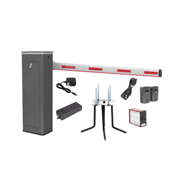 Kit COMPLETO Barrera Derecha XBS Con Corona LED / Brazo Iluminado de 5M / Incluye Sensor de Masa, Transformador, Lazo Magnético, Ancla, Fotoceldas y 2 Controles Inalámbricos | KIT-XBS-3R-LED