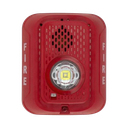 Sirena con Lámpara LED Estroboscópica / a 2 Hilos / Montaje en Pared / 24 Vcd / Configuración Estroboscópica Seleccionable / Texto en Inglés / Color Rojo | P2RLED
