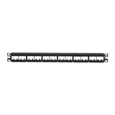 Panel de Parcheo Modular Mini-Com (Sin Conectores), Plano, Sin Blindaje, Con Etiqueta y Cubierta, de 24 Puertos, 1UR | CPPL24WBLY