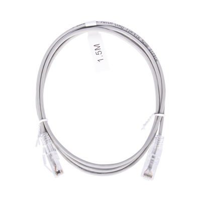 Cable de Parcheo Slim UTP Cat6 - 1.5 Metros (4.92 Pies) Gris Diámetro Reducido (28 AWG) | LP-UT6-150-GY28