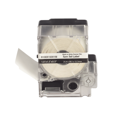 Casete de 100 Etiquetas Autolaminadas Turn-Tell, con Rotación para Mejor Visibilidad, para Cables de Redes de Cobre o Fibra Óptica, de 5.5 a 7.1 mm (0.22 a 0.28 pulgadas) de Diámetro | R100X150V1M