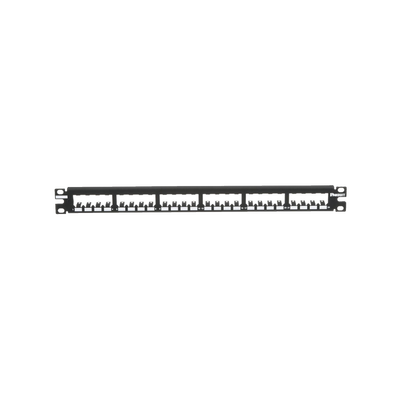 Panel de Parcheo Modular Mini-Com (Sin Conectores), Plano, Totalmente Blindado, de 24 Puertos, 1UR | CP24BLY