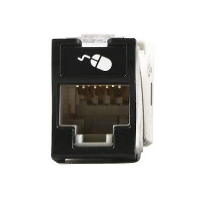 Jack Ultramax Cat6, UTP, Montaje Híbrido en Placa de Pared (Plano y Angulado), Color Negro, Punch Down | U6-H01NS