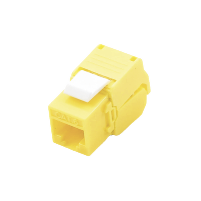 Módulo Jack Keystone Cat6 (Toolless), con Terminación en Ángulo 180 - Color Amarillo, Compatible con Faceplate y Patchpanel Linkedpro | LP-KJ-610-TTYE