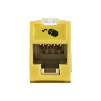 Jack Ultramax Cat6a, Utp, Montaje Híbrido en Placa de Pared (Plano y Angulado), Color Amarillo, Punch Down | U6A-H05NS