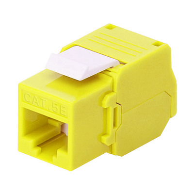 Módulo Jack Keystone Cat5e (Toolless), con Terminación en Ángulo 180 - Color Amarillo, Compatible con Faceplate y Patchpanel Linkedpro | LP-KJ-516-TTYE