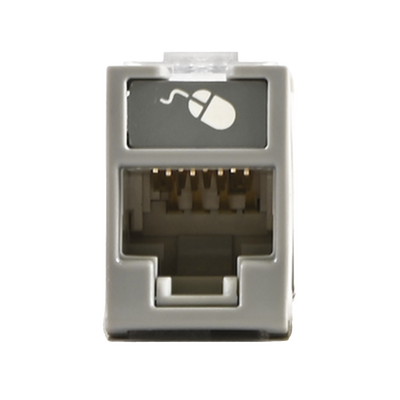 Jack Ultramax Cat6, UTP, Montaje Híbrido en Placa de Pared (Plano y Angulado), Color Gris, Punch Down | U6-H04NS