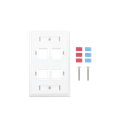 Placa de Pared de 4 Puertos, Keystone, con Espacio para Etiqueta, Color Blanco | LP-FP-24