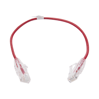 Cable de Parcheo Slim UTP Cat6 - 30 cm (11.81 Pulgadas) Rojo Diámetro Reducido (28 AWG) | LP-UT6-030-RD28