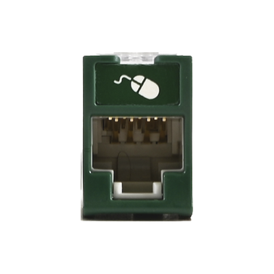 Jack UltraMAX Cat5e, UTP, Montaje Híbrido en Placa de Pared (Plano y Angulado), Color Verde, Punch Down | U5-H07NS