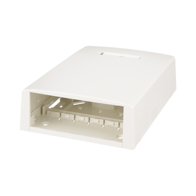Caja de Montaje en Superficie, con Accesorio para Resguardo de Fibra Óptica, para 12 Módulos Mini-Com, Color Blanco Mate | CBXF12IW-AY