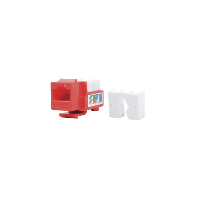 Módulo Jack Keystone Cat5e con Terminación 110 (Punchdown) para Faceplate - Color Rojo | LP-KJ-505-RD