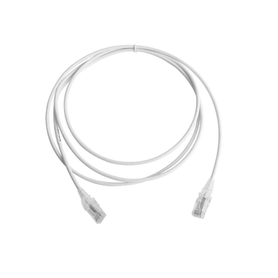 Patch Cord MC6 Modular Cat6 UTP, CM/LS0H, 2.13 Metros (7 Pies), Color Blanco, Diámetro Reducido (28AWG), Versión Bulk (Sin Empaque Individual) | MC6-07-02-28B
