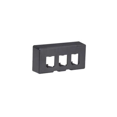 Placa de Mobiliario Modular Estándar, Salidas Para 3 Puertos Mini-Com, Color Negro | CFFPE3BL