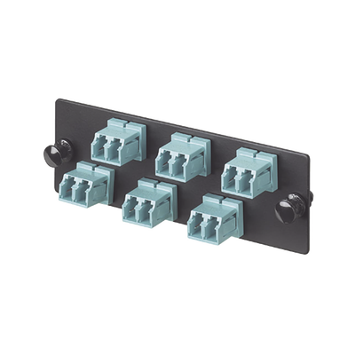 Placa Acopladora de Fibra Optica FAP, Con 6 Conectores LC Duplex (12 Fibras), Para Fibra Multimodo OM3/OM4, Color Aqua | FAP6WAQDLCZ