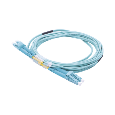 Jumper de Fibra Óptica Multimodo OM3 50/125 LC-LC OFNR (Riser), 2.0 mm, Dúplex, Aqua, 3 Metros (9.84 Pies) | LP-FOM3-LCLC-R03