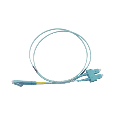 Jumper de Fibra Óptica Multimodo OM3 50/125 LC-SC OFNR (Riser), 2.0 mm, Dúplex, Aqua, 1 metro (3.28 pies) | LP-FOM3-LCSC-R01