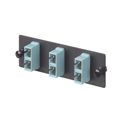 Placa Acopladora de Fibra Optica FAP, Con 3 Conectores SC Duplex (6 Fibras), Para Fibra Multimodo OM3/OM4, Color Aqua | FAP3WAQDSCZ