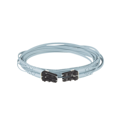 Jumper de Fibra Optica Multimodo 50/125 OM3, LC-LC Duplex, OFNR (Riser), Color Aqua, 7 Metros (22.97 Pies) | FX2ERLNLNSNM007