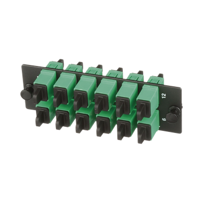 Placa Acopladora de Fibra Optica FAP, Con 12 Conectores SC/APC (12 Fibras), Para Fibra Monomodo OS1/OS2, Color Verde | FAP12WAGSCZ