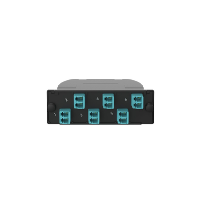Casete OptiCom de Fibra Óptica Multimodo OM4, Con Conector MPO a 6 LC Duplex, Polaridad Método A, Pérdida de Inserción Estándar | FC2ZN-12-10AS