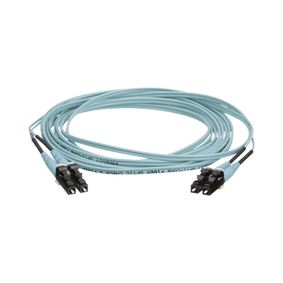 Jumper de Fibra Optica Multimodo 50/125 OM4, LC-LC Duplex, OFNR (Riser), Color Aqua, 9 Metros (29.53 Pies) | FZ2ERLNLNSNM009