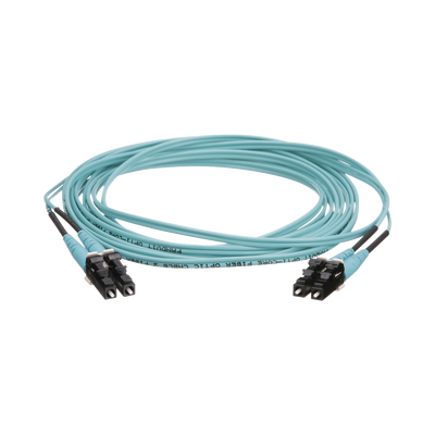 Jumper de Fibra Óptica Multimodo 50/125 OM4, LC-LC Duplex, OFNR (Riser), Color Aqua, 15 Metros (49.21 Pies) | FZ2ERLNLNSNM015